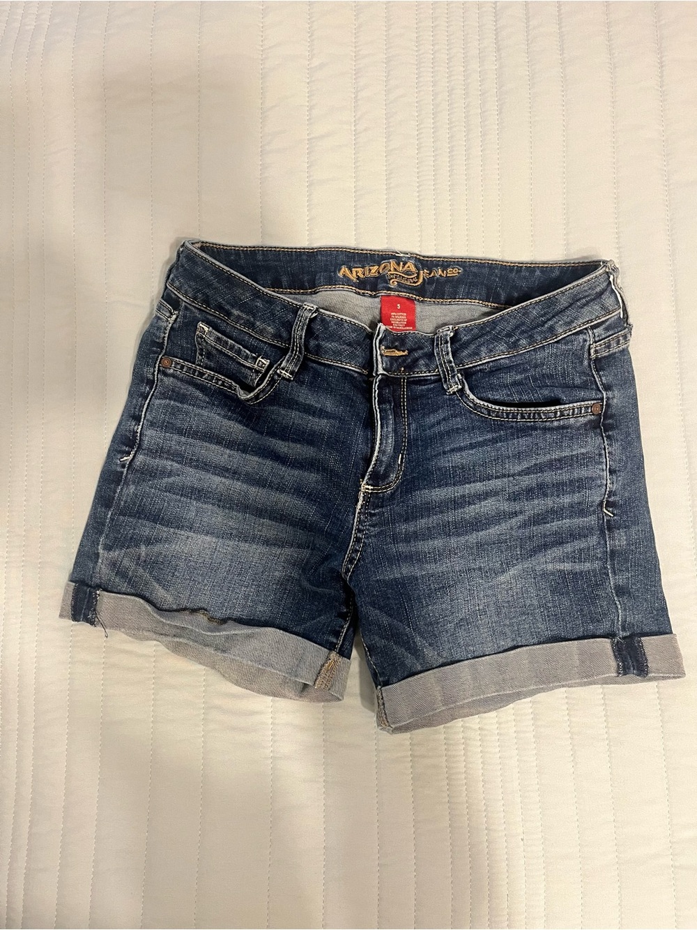 Arizona Women's Dark Blue  Denim Roll-Cuff Shorts-5